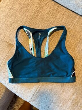 Under Armour Deep Teal Racerback Sports Bra with Printed Straps